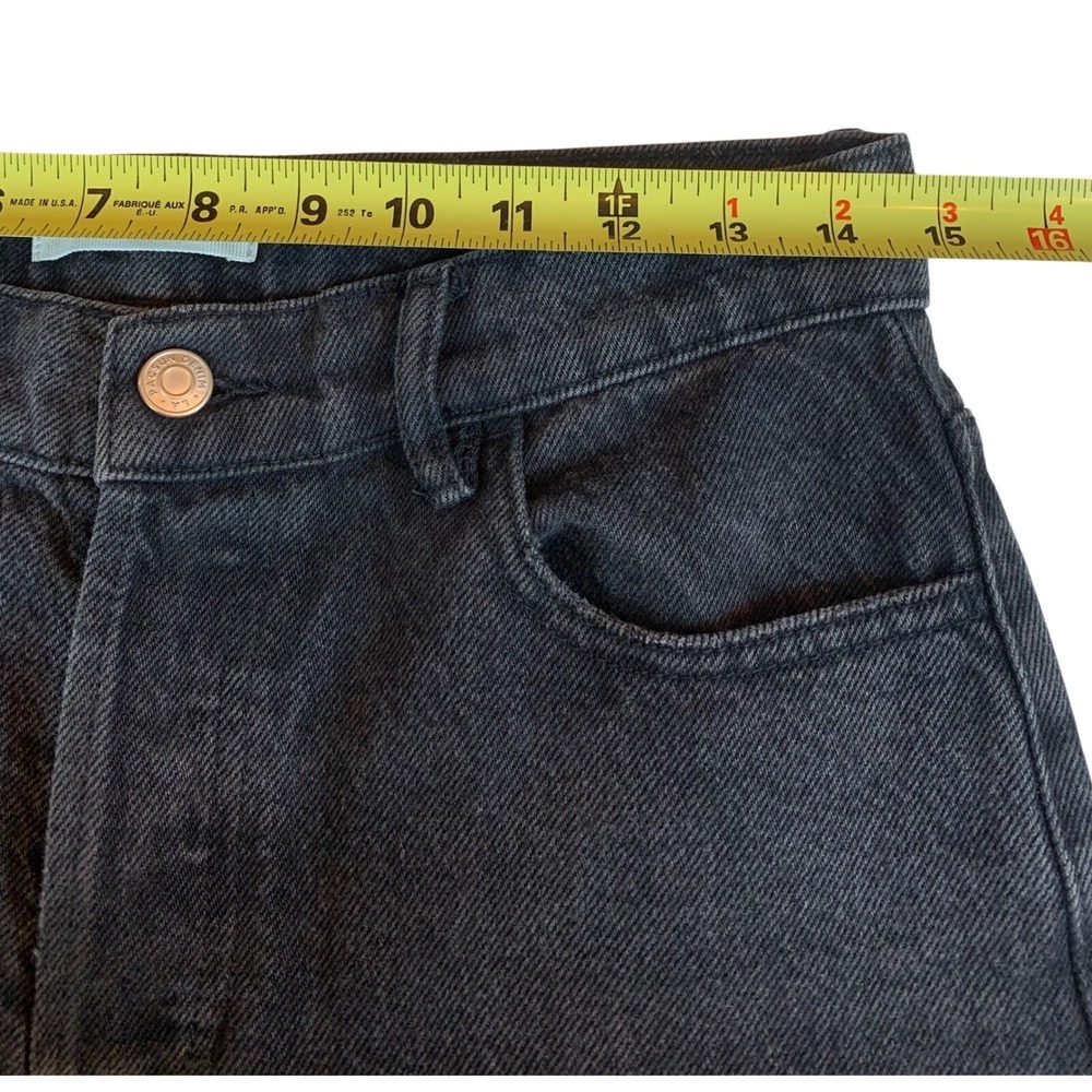 PacSun High Rise Straight Leg Jeans Womens 28 Black Frayed Hem Button Fly Denim - Picture 10 of 11